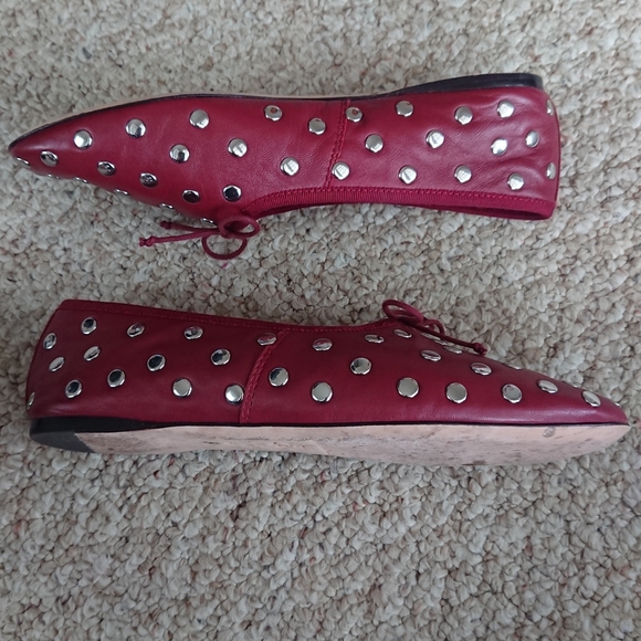 Loeffler Randall Landon Studded Leather Ballerina Flats in Burgundy size 6.5 - Picture 4 of 16